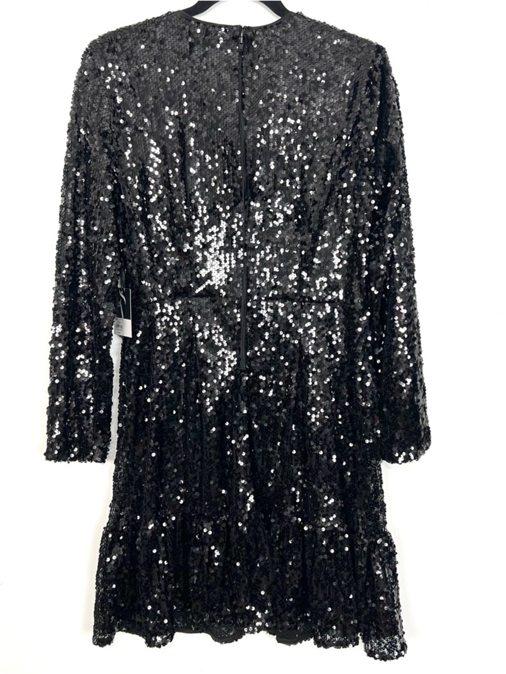Simply Vera Wang Black Sequin Dress Long Sleeve Ruffle Medium NWT Party Cocktail - Picture 4 of 6